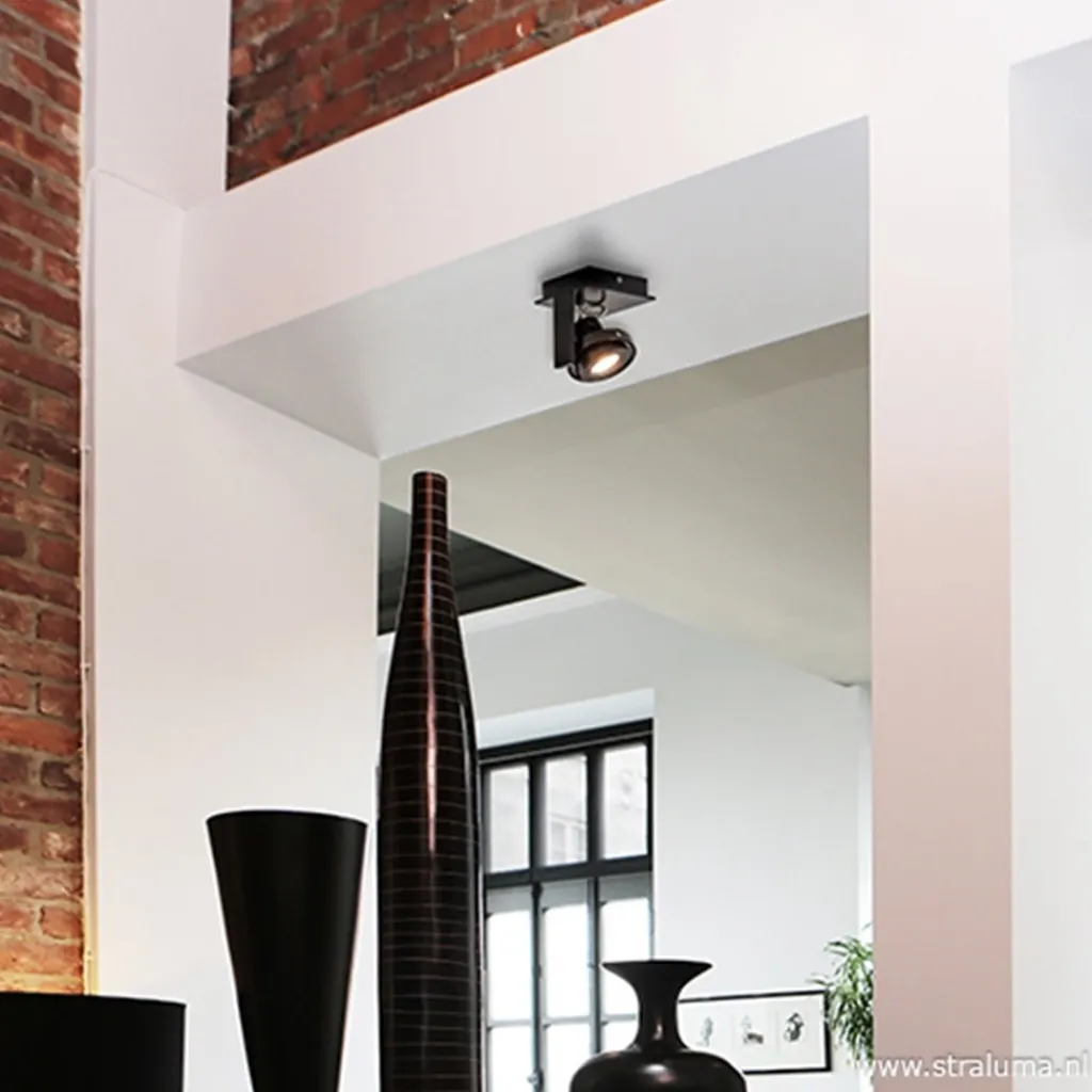 Straluma Plafondspot Quatro 1L zwart incl.gu10> Plafondlampen|Opbouwspots