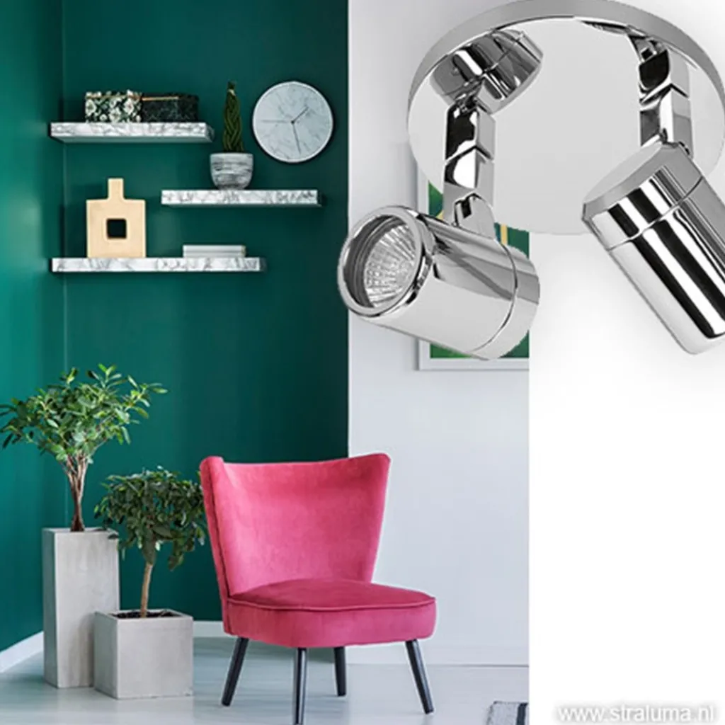 Straluma Plafondspot Rain 2l rond chroom IP44> Opbouwspots|Keukenverlichting