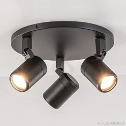 Straluma Plafondspot Rain 3L rond zwart IP44> Wandlampen|Opbouwspots