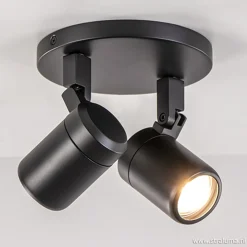 Straluma Plafondspot Rain 2L rond zwart IP44> Wandlampen|Opbouwspots