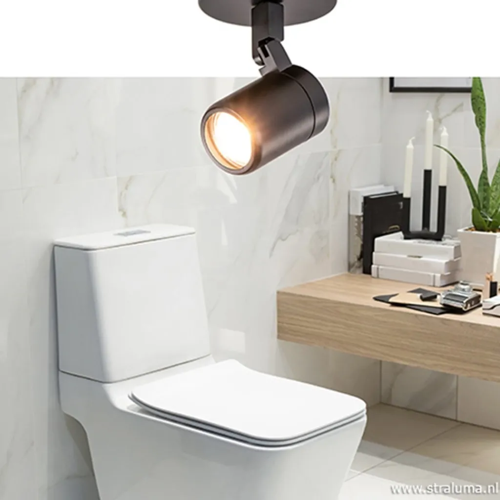 Straluma Plafondspot Rain 1L rond zwart gu10 IP44> Wandlampen|Opbouwspots