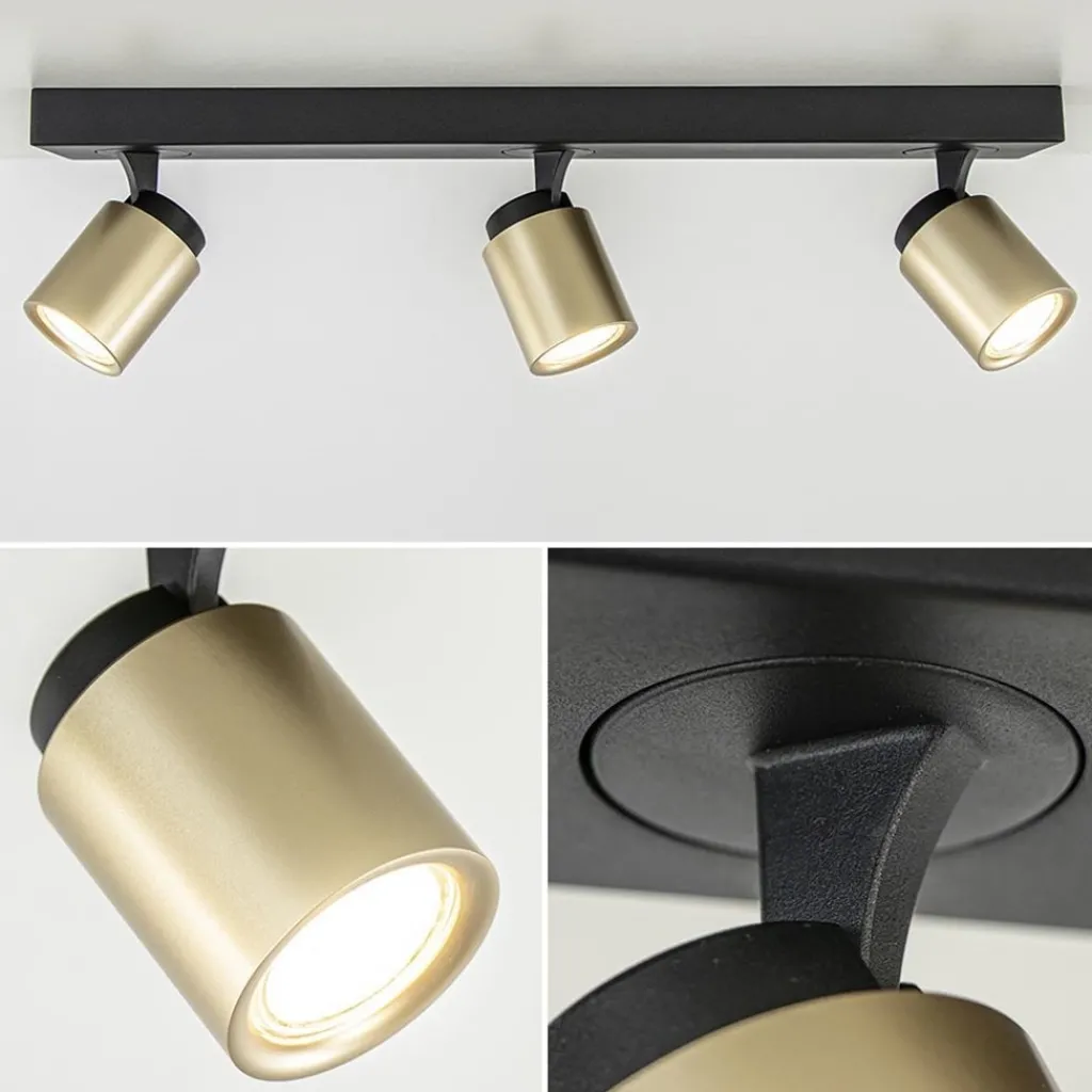 Straluma Plafondspot Razza 3l balk zwart/goud gu10> Plafondlampen|Opbouwspots