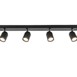 Straluma Plafondspot Razza 4L balk zwart gu10> Opbouwspots|Woonkamerlampen