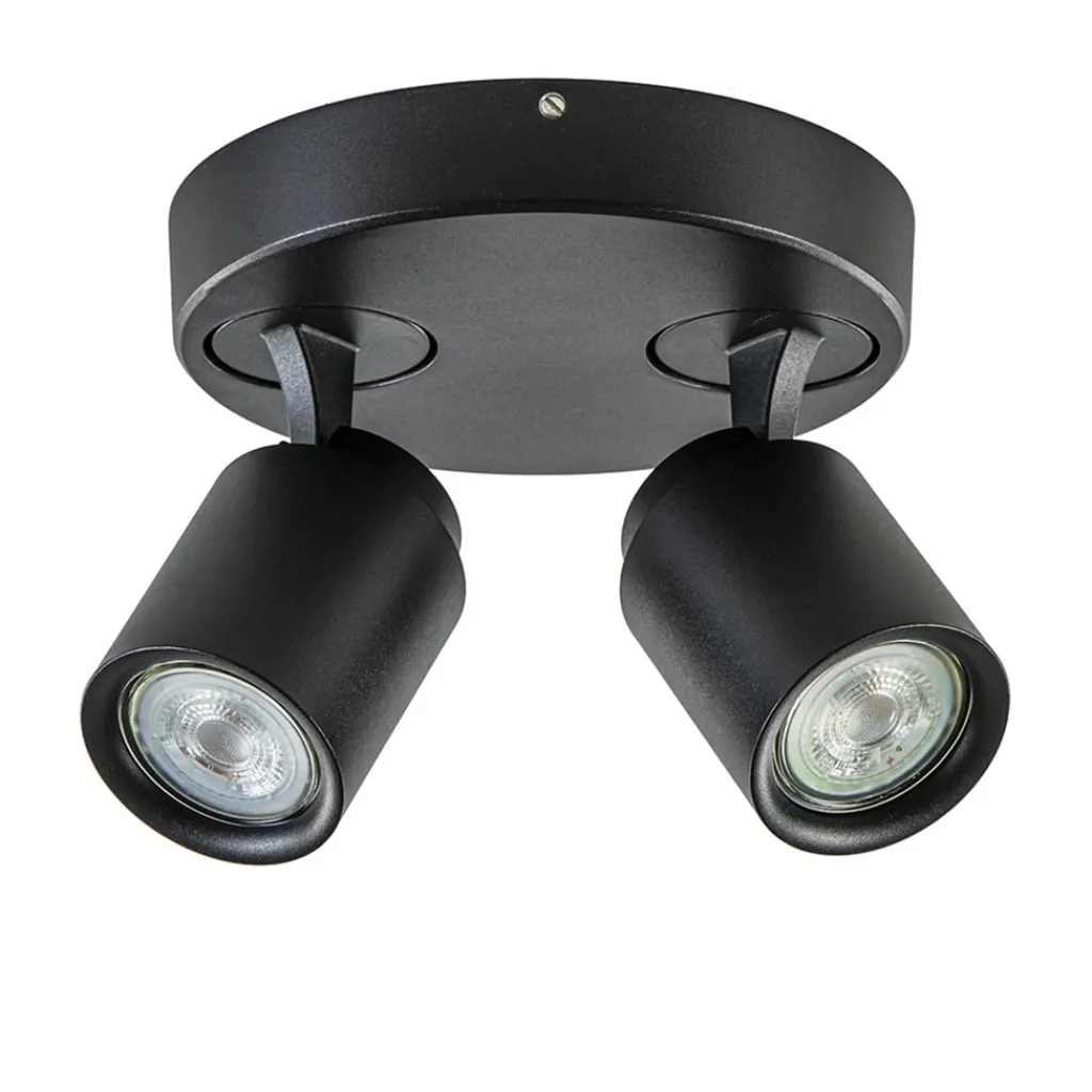 Straluma Plafondspot Razza 2L rond zwart gu10> Opbouwspots|Slaapkamerlampen
