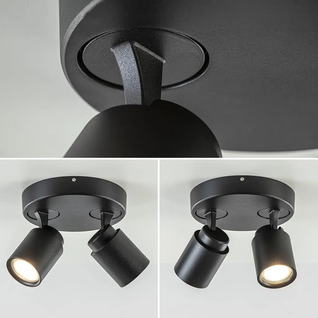 Straluma Plafondspot Razza 2L rond zwart gu10> Opbouwspots|Slaapkamerlampen