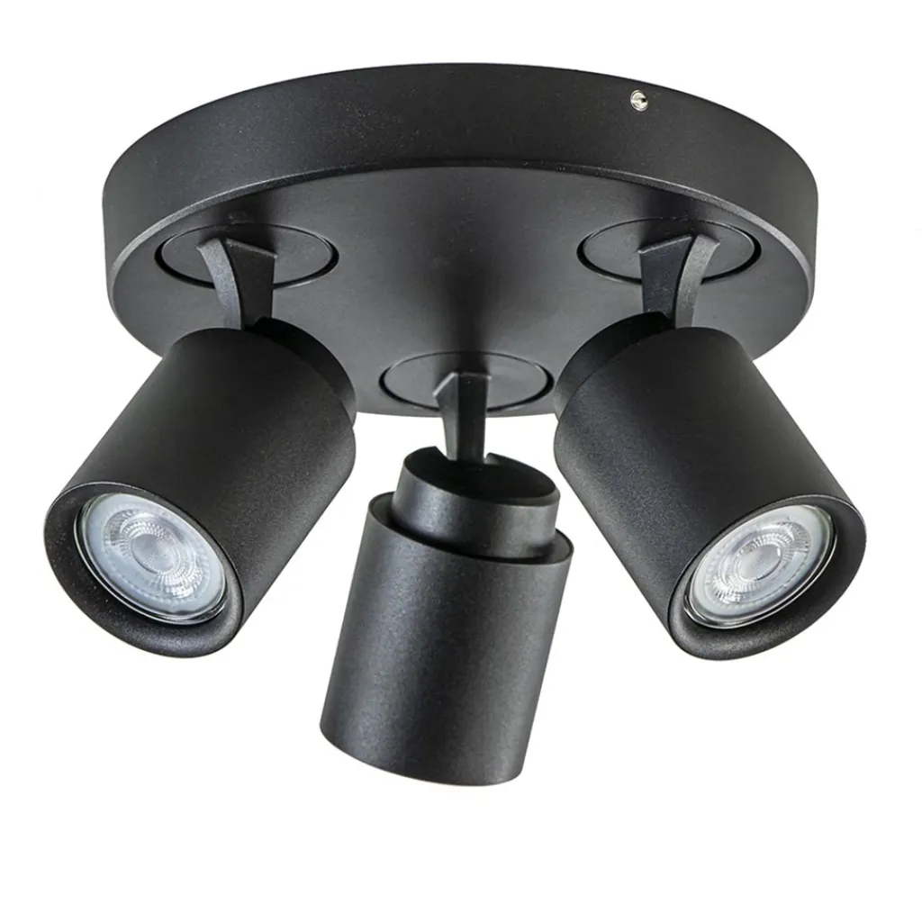 Straluma Plafondspot Razza 3l rond zwart gu10> Opbouwspots|Woonkamerlampen