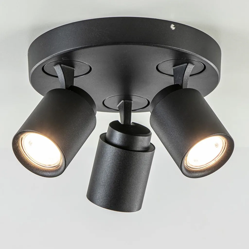 Straluma Plafondspot Razza 3l rond zwart gu10> Opbouwspots|Woonkamerlampen