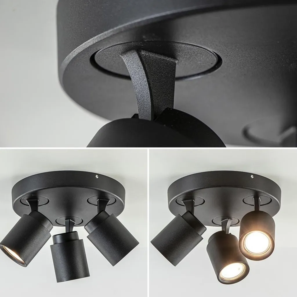 Straluma Plafondspot Razza 3l rond zwart gu10> Opbouwspots|Woonkamerlampen