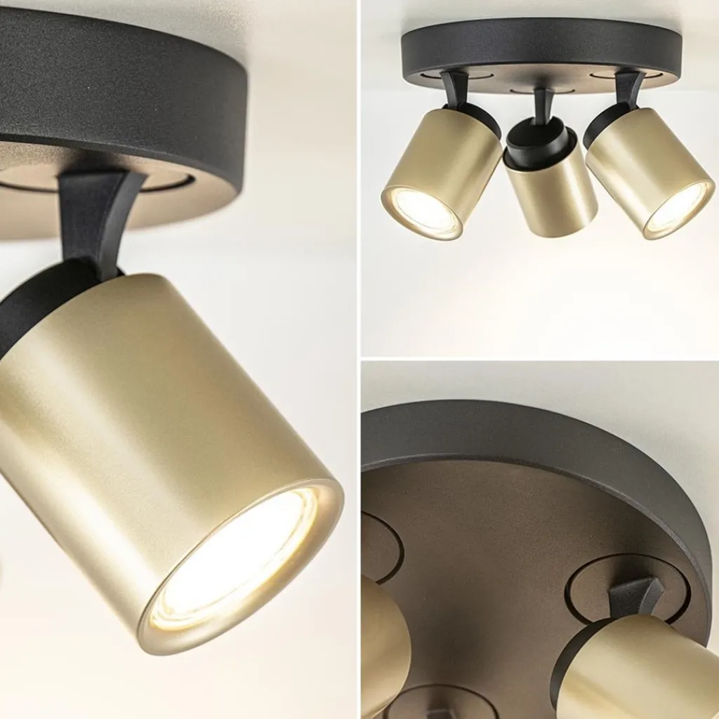 Straluma Plafondspot Razza 3l rond zwart/goud gu10> Plafondlampen|Opbouwspots