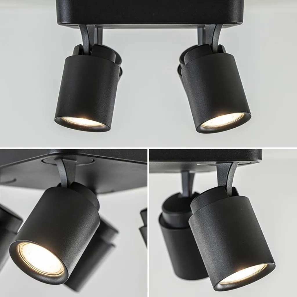 Straluma Plafondspot Razza 4L vierkant zwart gu10> Opbouwspots|Keukenverlichting