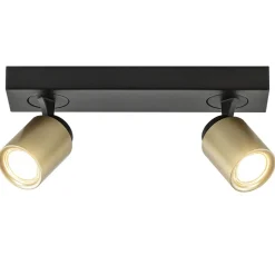 Straluma Plafondspot Razza 2L zwart/goud> Plafondlampen|Opbouwspots