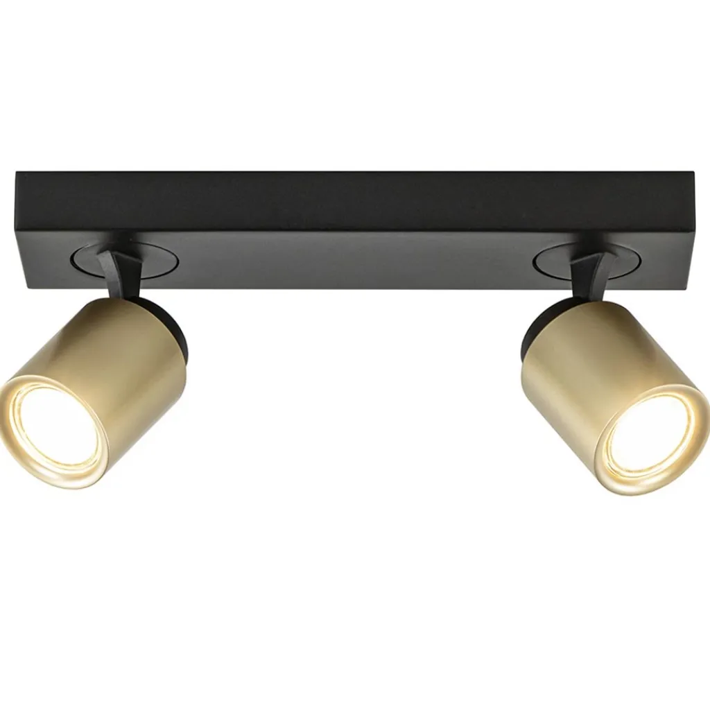 Straluma Plafondspot Razza 2L zwart/goud> Plafondlampen|Opbouwspots