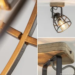 Straluma Plafond/wandlamp Matrix zwarte korf met hout><noscript><img width=