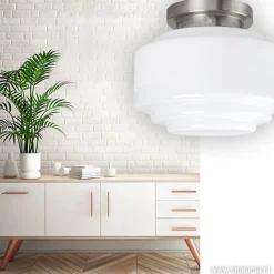 Straluma Plafonnière retro opaal glas/staal><noscript><img width=