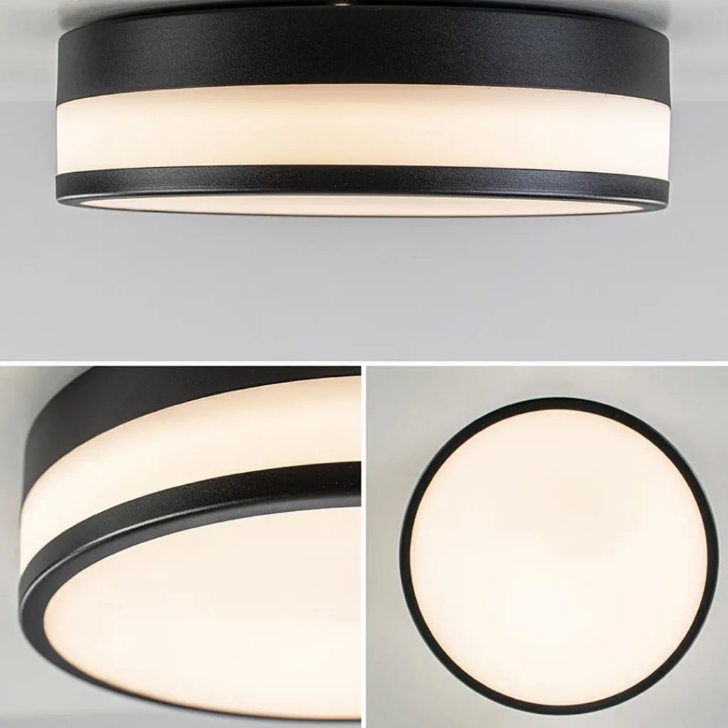 Straluma Plafonnière zwart/opaal glas 3-step dim IP44> Plafondlampen|Plafonnières