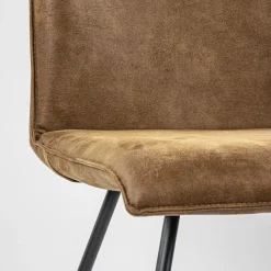 Straluma PU lederen eetkamerstoel camel met smalle zwarte pootjes><noscript><img width=