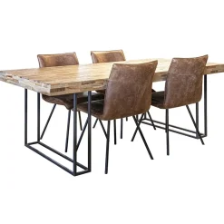 Straluma PU lederen eetkamerstoel camel met smalle zwarte pootjes><noscript><img width=