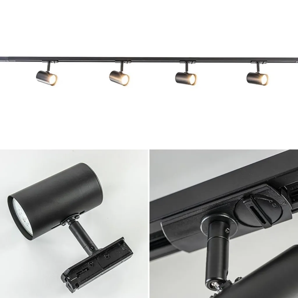 Straluma Rail Trackline set 1.5m zwart 4 spots> Plafondlampen|Opbouwspots
