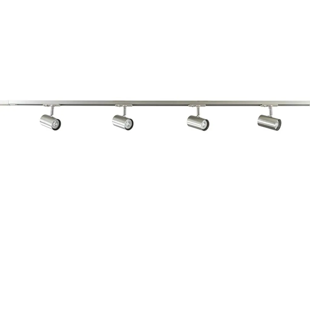 Straluma Railsysteem 1,5m nikkel met 4 verstelbare spots> Opbouwspots|Woonkamerlampen