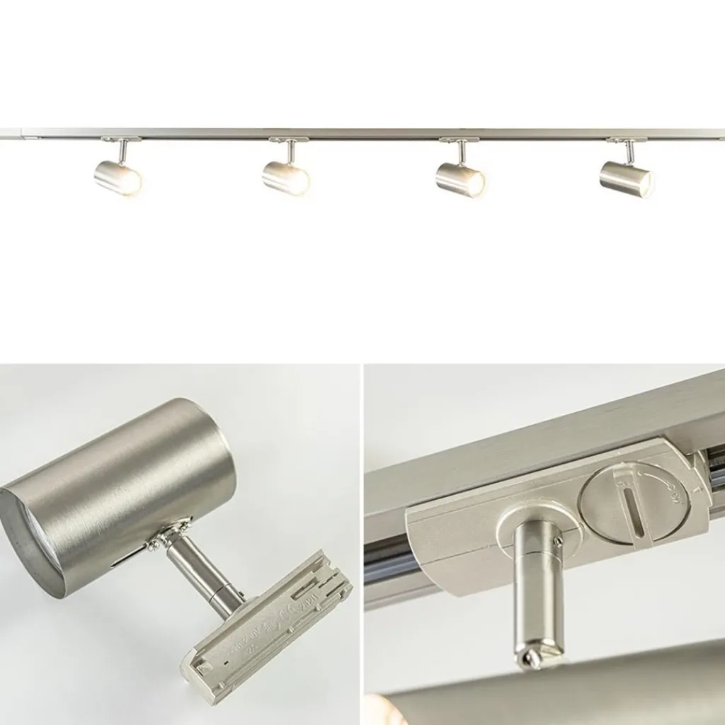 Straluma Railsysteem 1,5m nikkel met 4 verstelbare spots> Opbouwspots|Woonkamerlampen