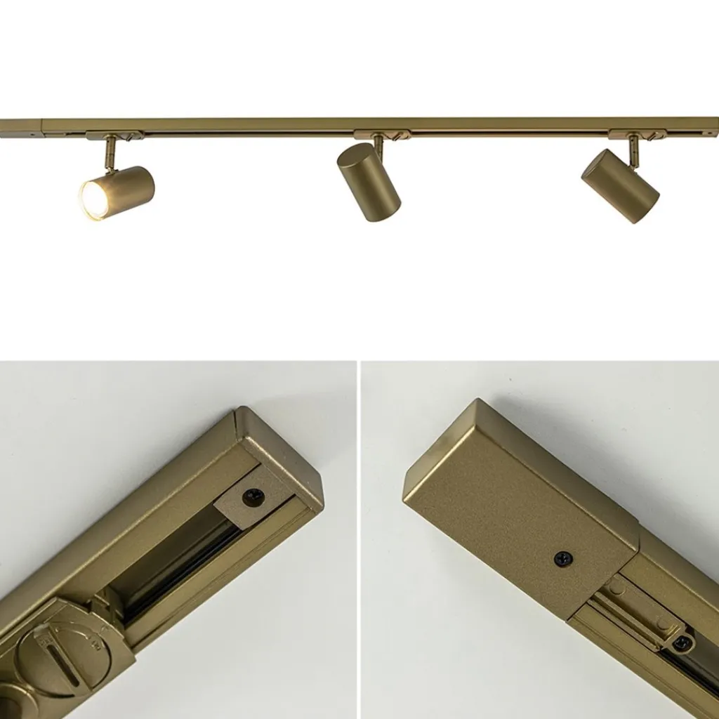 Straluma Railsysteem set 1 m met 3 GU10 spots brons> Plafondlampen|Opbouwspots