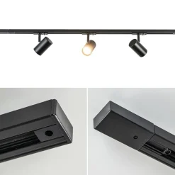 Straluma Railsysteem zwart 1mtr compleet met 3xspot><noscript><img width=