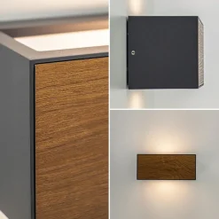 Straluma Rechthoekige buitenlamp donker grijs/hout><noscript><img width=