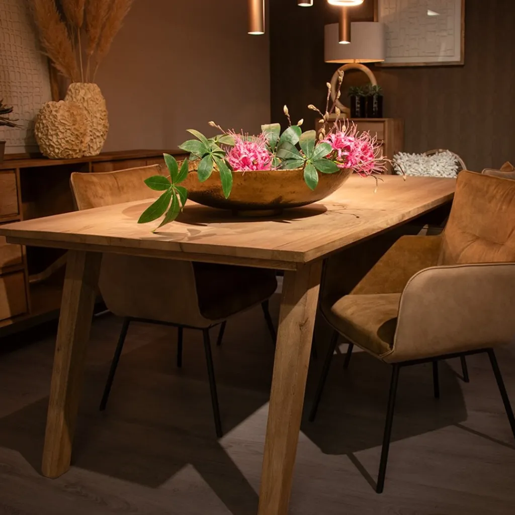 Straluma Rechthoekige eettafel gebleekt en geborsteld mangohout 220x100 cm> Eettafels