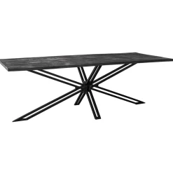 Straluma Rechthoekige eettafel zwart mangohout met kruispoot 220 cm> Eettafels