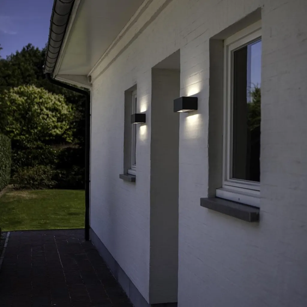 Straluma Rechthoekige LED buitenlamp up+down mat zwart> Wandlampen|Buitenlampen
