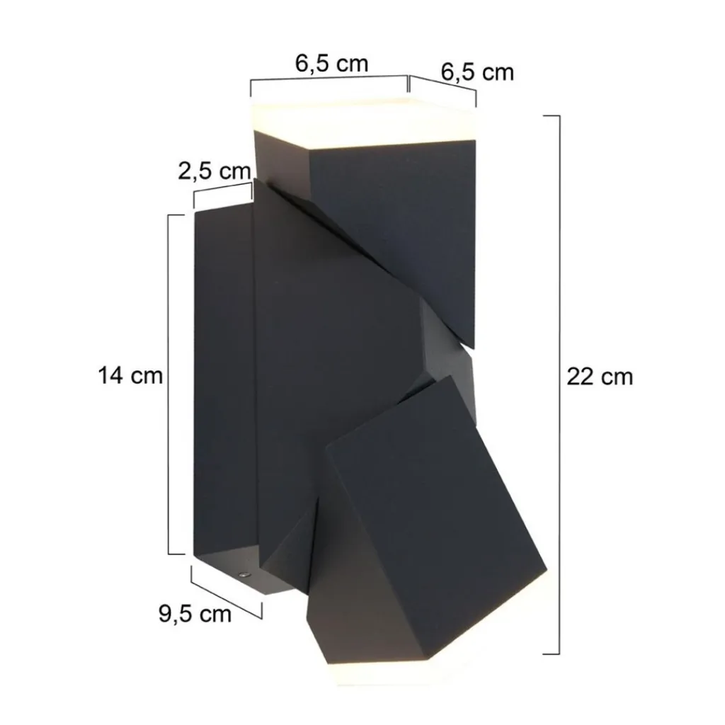 Straluma Rechthoekige LED buitenlamp verstelbaar zwart aluminium> Wandlampen|Buitenlampen