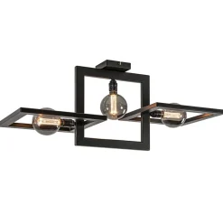 Straluma Rechthoekige plafondlamp triple square mat zwart> Plafondlampen|Design Verlichting