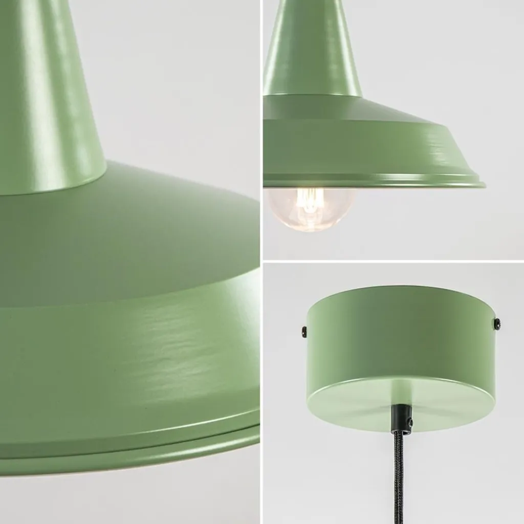 Straluma Retro metalen hanglamp groen met wit> Woonkamerlampen|Tienerkamerlampen
