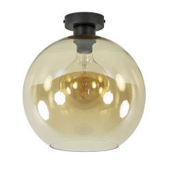 Straluma Retro plafondlamp zwart met amber glazen bol><noscript><img width=