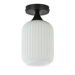Straluma Retro plafondlamp zwart met wit glas><noscript><img width=