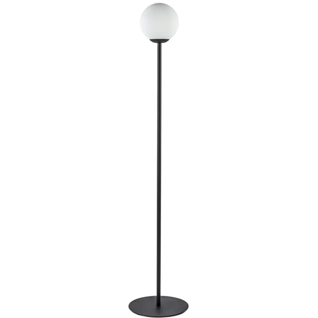 Straluma Retro vloerlamp mat zwart met witte glazen bol> Vloerlampen|Retro Verlichting