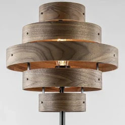 Straluma Retro vloerlamp zwart met walnoot houten kap><noscript><img width=