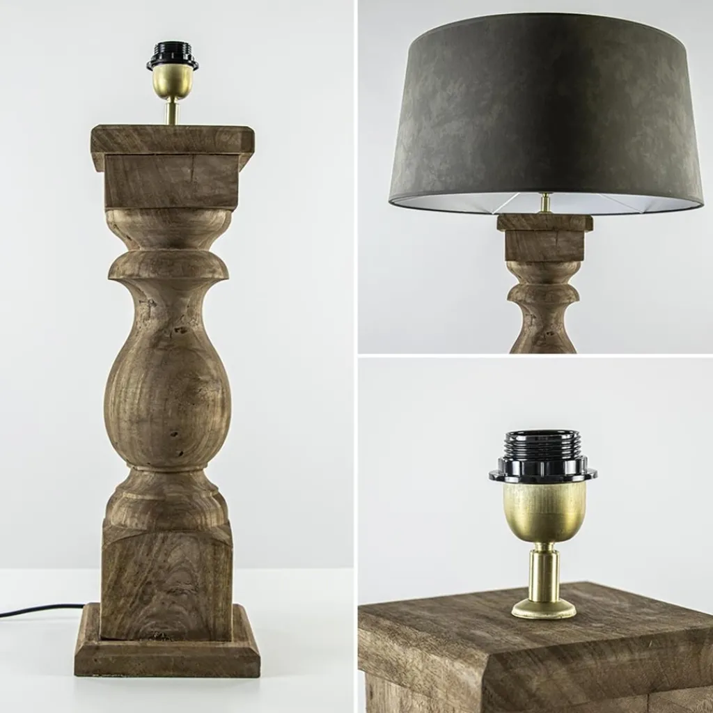 Straluma Robuuste lampvoet Cadore massief hout met brons> Tafellampen|Light and Living