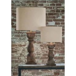 Straluma Robuuste lampvoet Cadore massief hout met brons><noscript><img width=