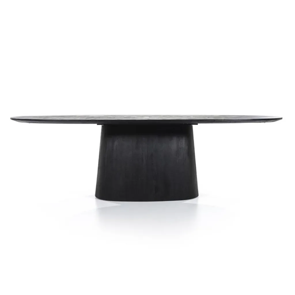 Straluma Robuuste mango houten eettafel Aron ovaal zwart> Eettafels