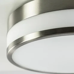 Straluma Ronde badkamer plafonnière nikkel met opaal glas><noscript><img width=