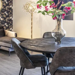 Straluma Ronde eettafel zwart mangohout met zwarte poot><noscript><img width=