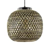 Straluma Ronde hanglamp bamboe naturel met zwart> Eetkamerverlichting|Hanglampen