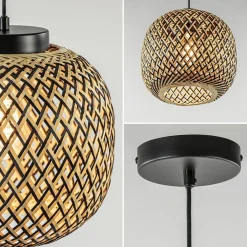 Straluma Ronde hanglamp bamboe naturel met zwart><noscript><img width=