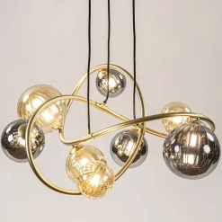 Straluma Ronde hanglamp goud met amber en smoke glas><noscript><img width=