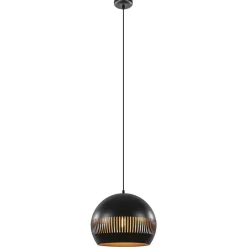 Straluma Ronde hanglamp koepel zwart/goud 40 cm> Eettafellampen|Woonkamerlampen