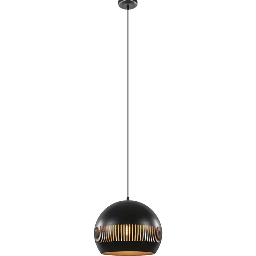 Straluma Ronde hanglamp koepel zwart/goud 40 cm> Eettafellampen|Woonkamerlampen