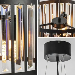 Straluma Ronde hanglamp mat zwart met kristalglas><noscript><img width=