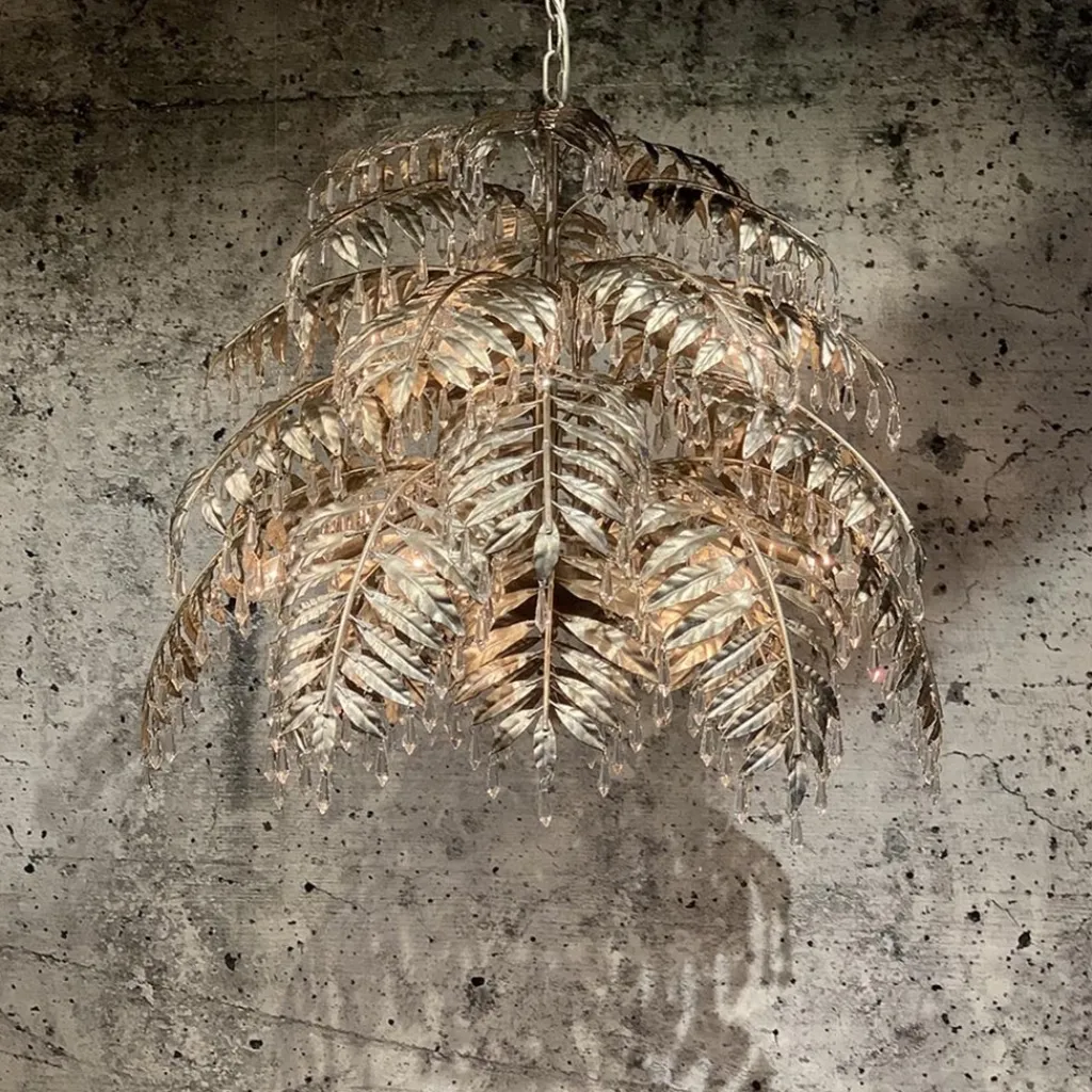 Straluma Ronde hanglamp palm ambachtelijk zilver> Videverlichting|Eetkamerverlichting