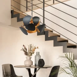 Straluma Ronde hanglamp textured black met ambachtelijk brons><noscript><img width=